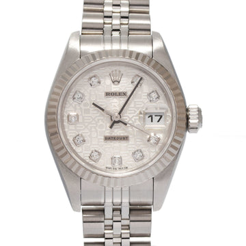 ROLEX Datejust 10P Diamond 79174G Women's SS/WG Watch Automatic Silver Engraved Computer Dial