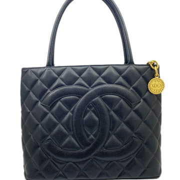 CHANEL Reproduction Tote Caviar Skin Black No.6 Coco CC Bag Handbag Women's