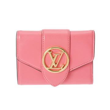 LOUIS VUITTON Portefeuille LV Pont Neuf Compact Dahlia M69177 Women's Smooth Calf Leather Tri-fold Wallet