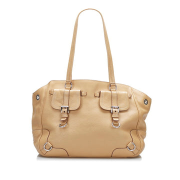 PRADA handbag tote bag brown leather women's