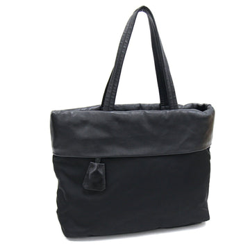 PRADA tote bag 1BG047 black leather nylon ladies