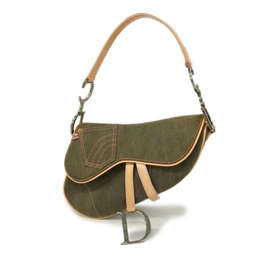 CHRISTIAN DIOR Handbag Saddle Bag Denim Khaki Women's