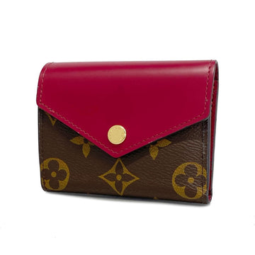 LOUIS VUITTON Tri-fold Wallet Monogram Portefeuille Zoe M62932 Brown Fuchsia Women's