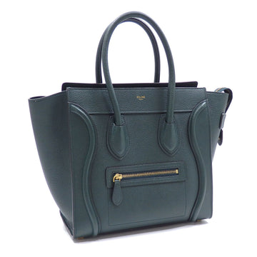 CELINE handbag luggage micro shopper ladies dark green leather