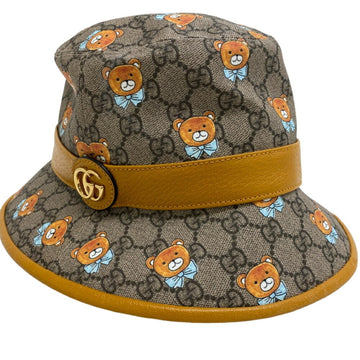 GUCCI 660704 M KAI collaboration bear GG Supreme hat brown ladies