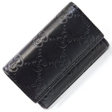 GUCCIssima 6-ring key case 138093 Black leather holder lock men women