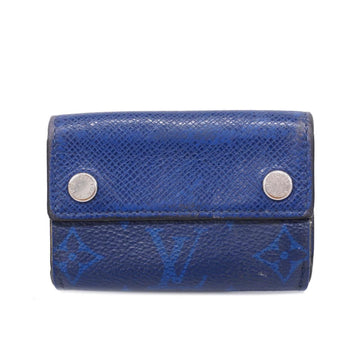 LOUIS VUITTON Tri-fold Wallet Taiga Rama Monogram Discovery Compact M67620 Cobalt Men's