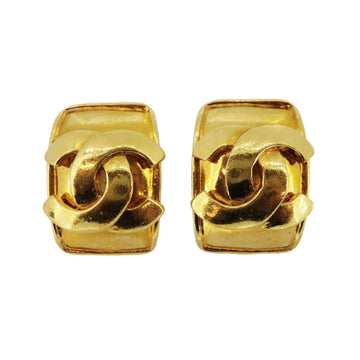 CHANEL Earrings Coco Mark Square GP Plated Gold 95P Ladies