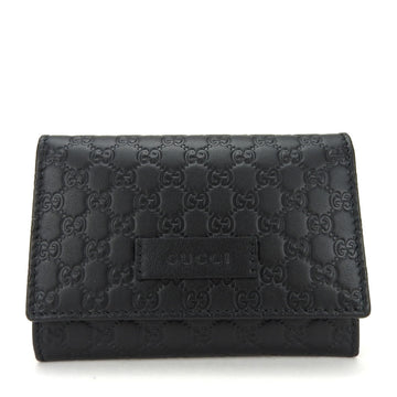 GUCCI Business Card Holder/Card Case 544030 Micro Shima Leather Black Holder Accessories Women's Men's