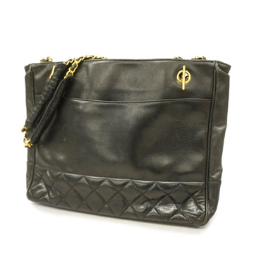 CHANEL Shoulder Bag Matelasse Chain Lambskin Black Women's