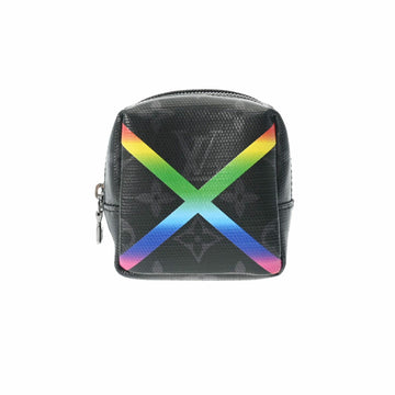 LOUIS VUITTON Shiny Monogram Bijoux Sac Square Pouch Black Rainbow MP2467 Men's Canvas