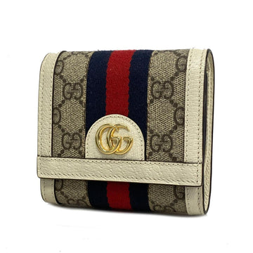 GUCCI Wallet GG Supreme Sherry Line 598662 Ivory Brown Women's