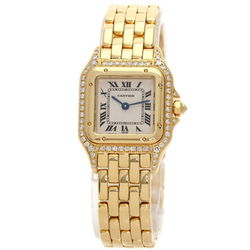 CARTIER Panthere SM Bezel Diamond Watch K18 Yellow Gold K18YG Ladies