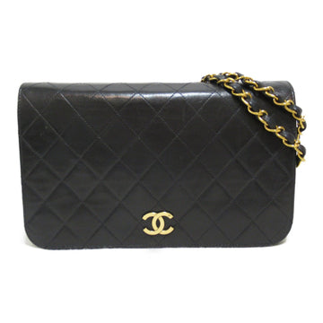 CHANEL Matelasse Push Lock Chain Shoulder Bag Black Lambskin [sheep leather]