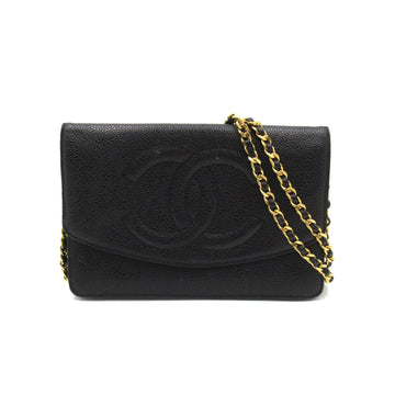 CHANEL Chain wallet Black Caviar Skin [Grained Calf]