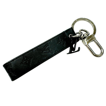 LOUIS VUITTON Porte Cle Dragonne M68675 BC0212 Bag Charm Key Holder Ring Monogram Shadow Leather Black Silver Men's Accessories