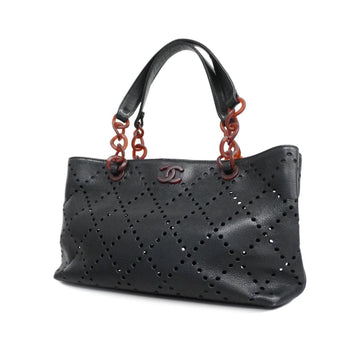 CHANEL tote bag caviar skin black ladies