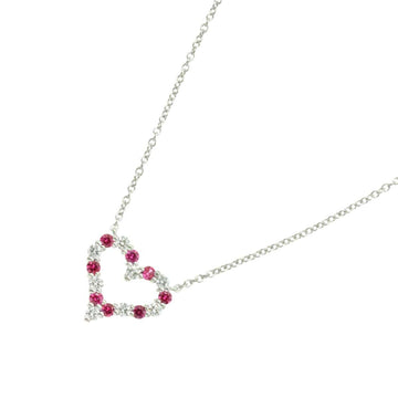 TIFFANY & Co. Sentimental Heart Sapphire Diamond Necklace 40cm Pt Platinum