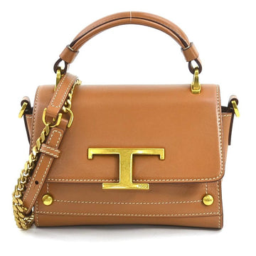 TOD'S Timeless Leather Shoulder Bag, Brown, Women's, 55682g