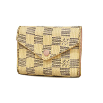 LOUIS VUITTON Tri-fold Wallet Damier Azur Portefeuille Victorine N64022 Rose Ballerine Ladies