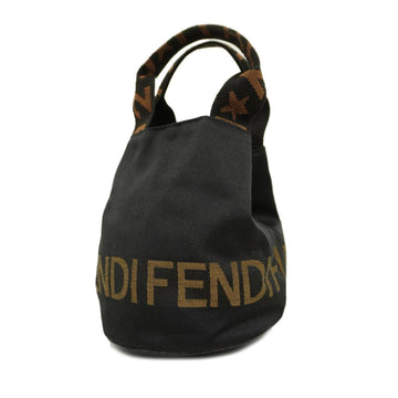 FENDI handbag nylon canvas brown black ladies