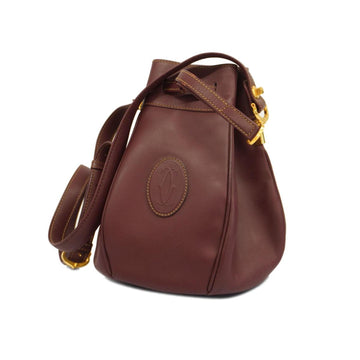 CARTIER Shoulder Bag Must Leather Bordeaux Women's