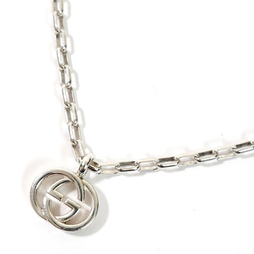 GUCCI Interlocking G Silver Necklace 295710 925 SV Pendant Men's Women's GG Sterling