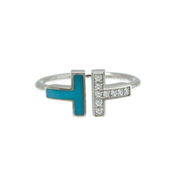 TIFFANY T Wire Ring White Gold [18K] Fashion Diamond,Turquoise Band Ring Silver