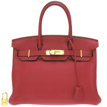 HERMES Birkin 30 Taurillon Clemence Rouge Grenat X Stamp [2016] Handbag Bag Red 0157