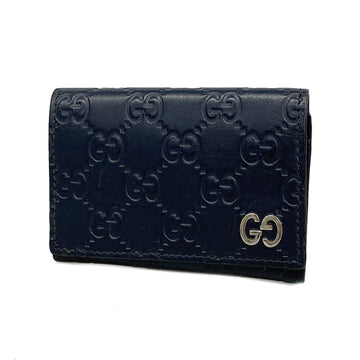 GUCCI Business Card Holder sima 473923 2778 Leather Navy Men's Women's