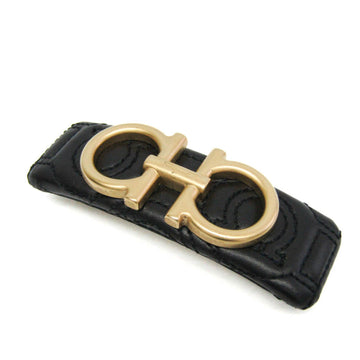 SALVATORE FERRAGAMO Gancini Leather,Metal Women's Barrette Black,Gold