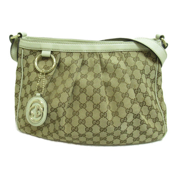 GUCCI Shoulder Bag Beige White GG canvas 296834