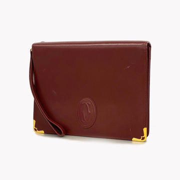 CARTIER Clutch Bag Must Leather Bordeaux Men's