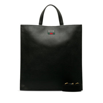 GUCCI Sherry Line Tote Bag Shoulder 495444 Black Multicolor Leather Ladies