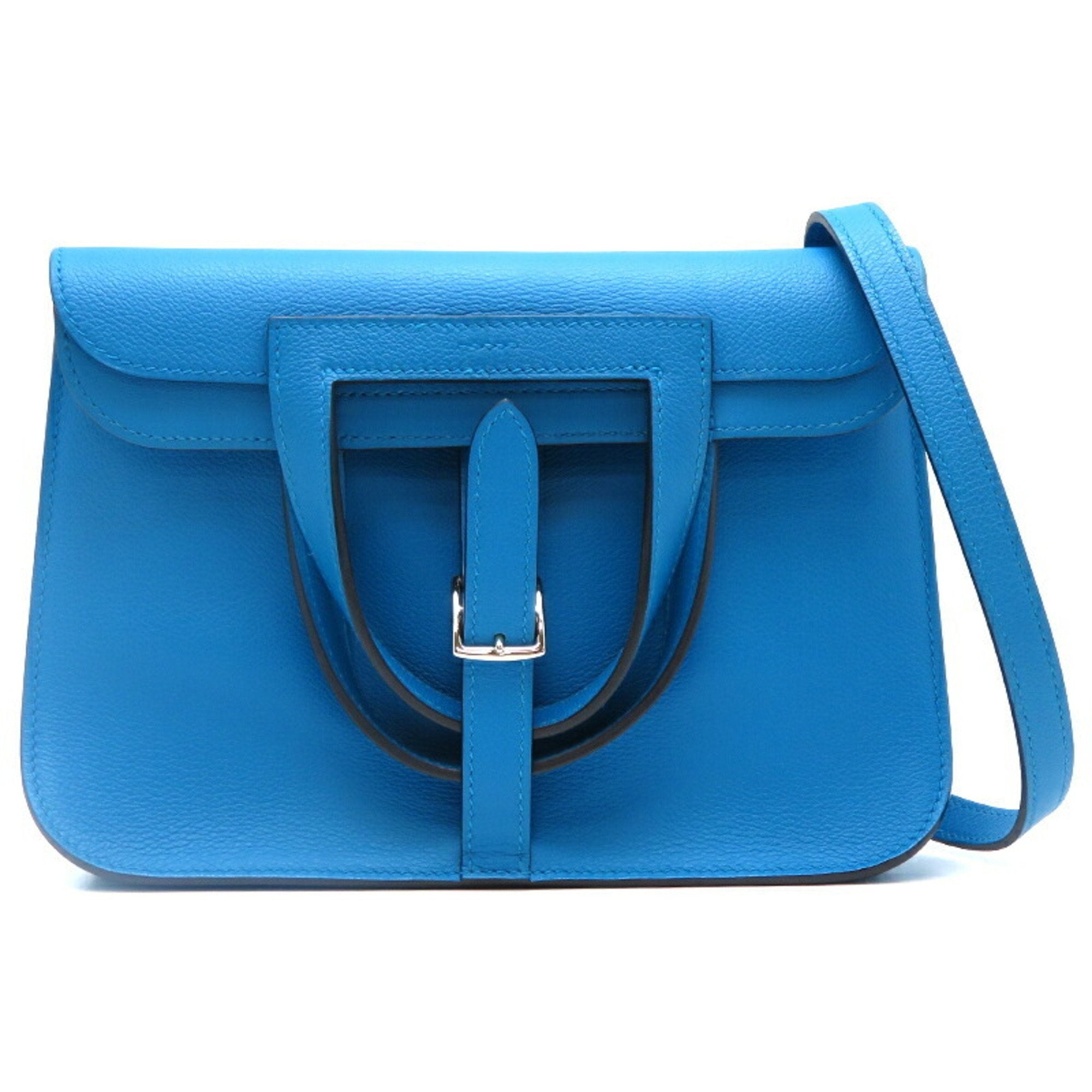 HERMES Arzan 25 B stamp 2023 women s shoulder bag Evercolor Blue Zanzi