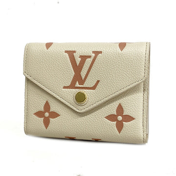 LOUIS VUITTON Trifold Wallet Monogram Empreinte Portefeuille Victorine M82062 Creme Rose Triannon Women's