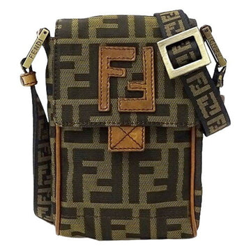 FENDI Bag Women's Brand Shoulder Zucca Canvas Brown Khaki 7VA169 Compact