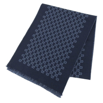 GUCCI GG pattern interlocking G scarf wool blue