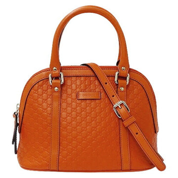 GUCCI Bag Women's Handbag Shoulder 2way Micro GG Shima Leather Orange 449654 Compact