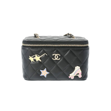 CHANEL Matelasse Chain Vanity Black AP1341 Women's Lambskin Shoulder Bag