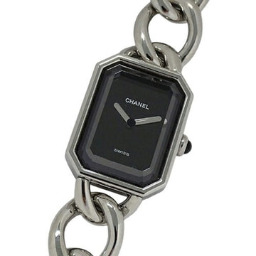 CHANEL Wristwatch for Women Premiere Quartz Stainless Steel SS H0452 L Size Silver Black Chain Polished