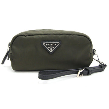 PRADA Pouch 1NE175 Khaki Nylon Triangle Men's Women's