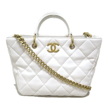 CHANEL 2wayShoulder Bag White leather