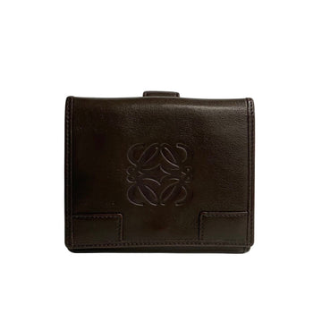 LOEWE Anagram Leather Bifold Wallet Compact Brown 60587