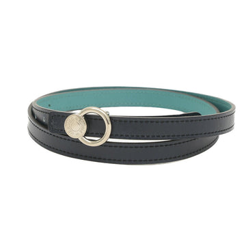 HERMES Serie Belt 13MM Reversible Blue Green X Engraved Hole Addition