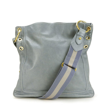 BALLY Shoulder Bag Leather Light Blue Women's