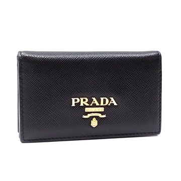 PRADA Card Case for Women, Black, Saffiano Leather, 1MC122, Business Holder