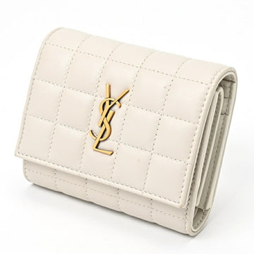 SAINT LAURENT Cassandra Matelasse Carre Multi-fold Wallet 759490 Lambskin Ivory S-155604