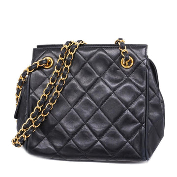 CHANEL Shoulder Bag Matelasse Chain Lambskin Black Women's