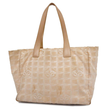 CHANEL Tote Bag New Travel Leather Nylon Beige Women's